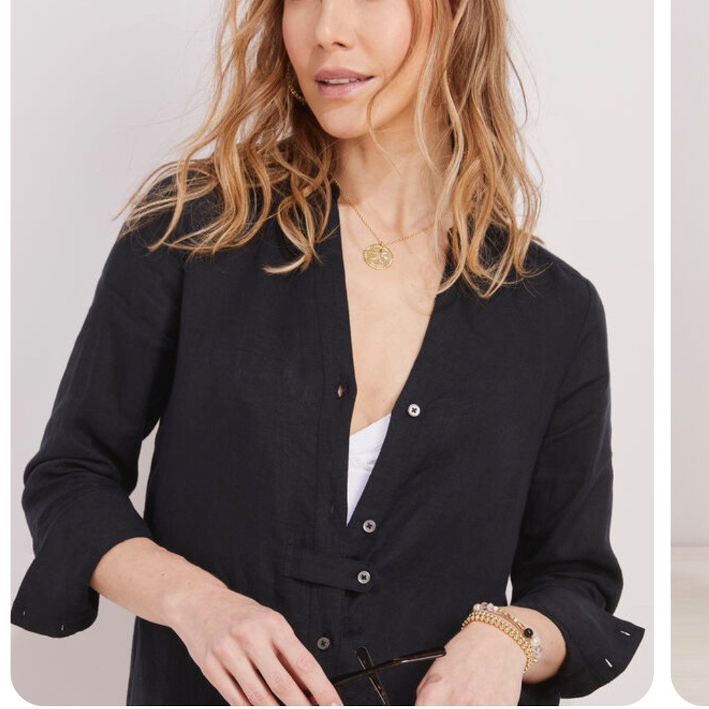 NWT vineyard vines black linen cover up - Picture 3 of 10
